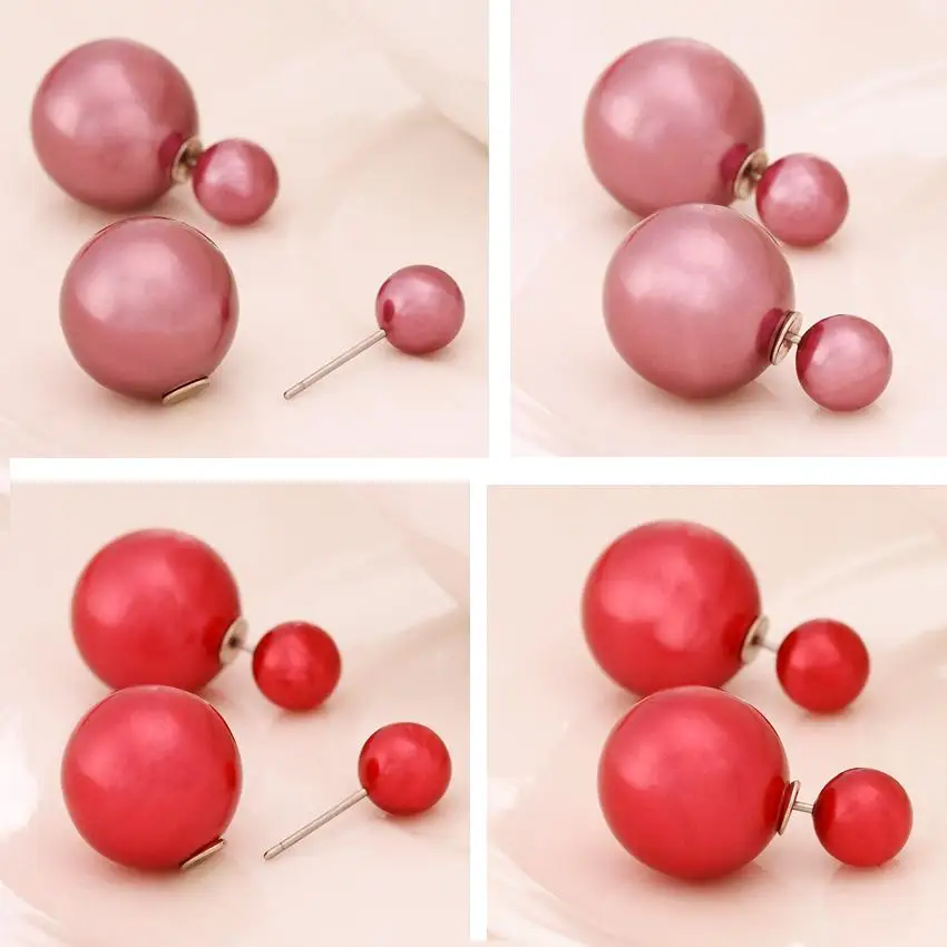 2017 New Fashion jewelry double pearl earings brincos candy color earrings for women pendientes trendy stud earrings(E0456) | Украшения и