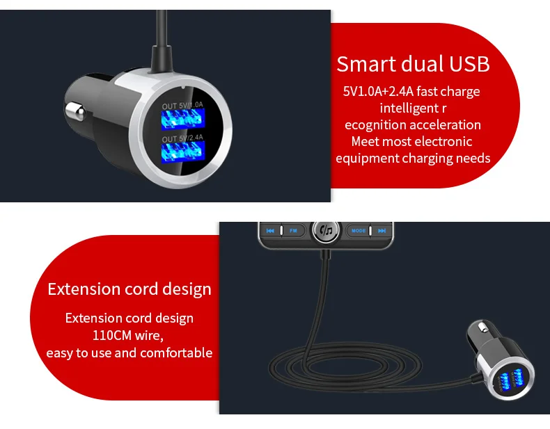 YASOKRO Bluetooth fm-передатчик, беспроводной автомобильный fm-модулятор, Автомобильный MP3-плеер, комплект громкой связи, Bluetooth, автомобильное зарядное устройство с ЖК-дисплеем