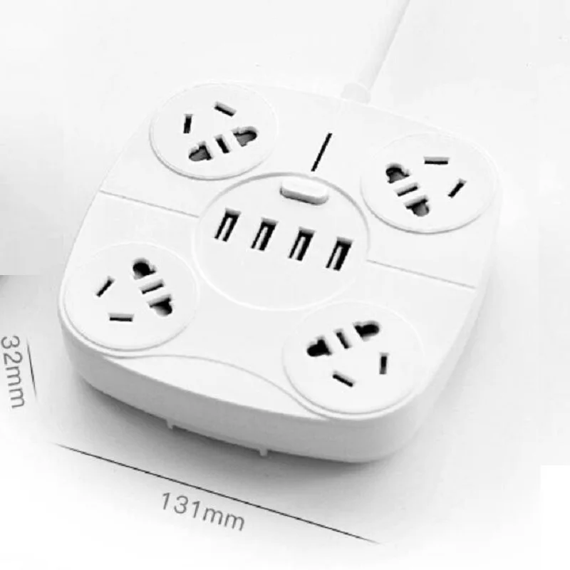 Быстрая зарядка квадратный 4USB Разъем черный/белый. Короб для проводов 4 plug |