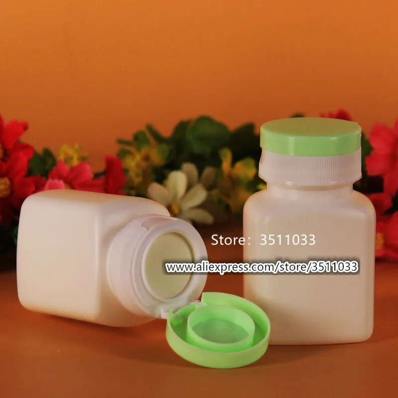 90g White PE Plastic Chewing Gum Candy Bottle Tear off Cap Green Lid Capsules Pill Package Container Medical Tables | Красота и