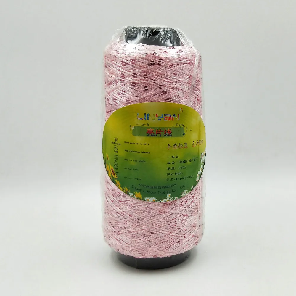 Pink pink 250 г* 1 шт., шелковая пряжа для вязания с блестками, нить для ручного вязания, нить для вязания крючком, швейная проводка ZL4132 - Цвет: Pink pink