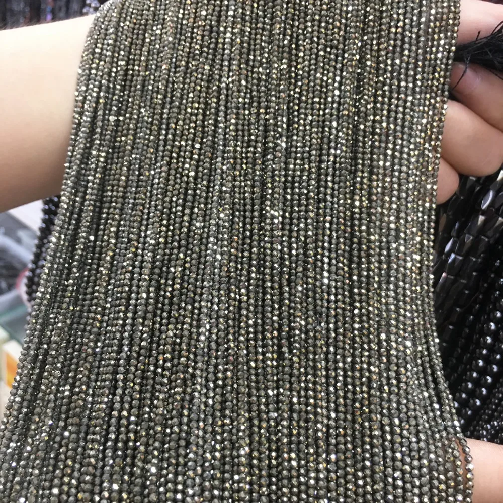 Small Beads Natural Stone Pyrite 2 mm Section Loose for Jewelry Making Necklace DIY Bracelet | Украшения и аксессуары
