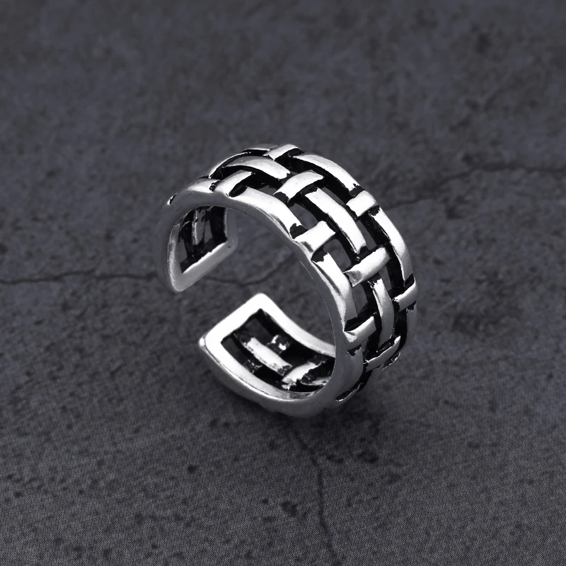 1Pc Vintage Hollow Out Weave Open Ring For Women Personality Antique Silver Multilayer Finger Adjustable Jewelry R36 | Украшения и