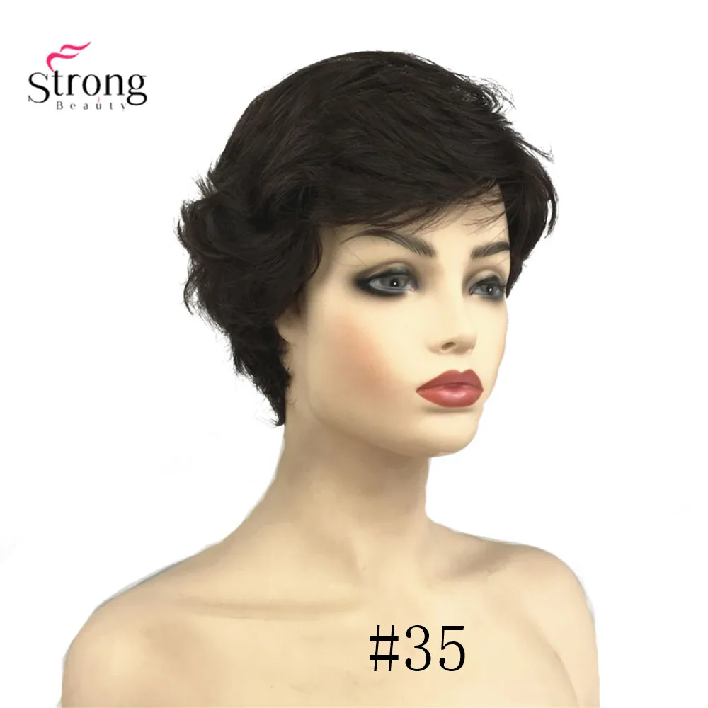 StrongBeauty синтетический парик короткие вьющиеся волосы черный/белый парики женские