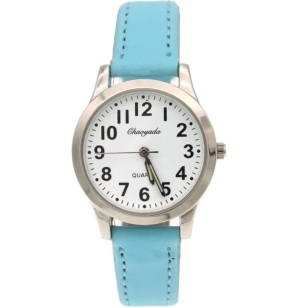 A Light blue Модные брендовые Детские часы для девочек, повседневные водонепроницаемые часы с кожаным рисунком для девочек, электронные кварцевые наручные часы для студентов - Цвет: A Light blue