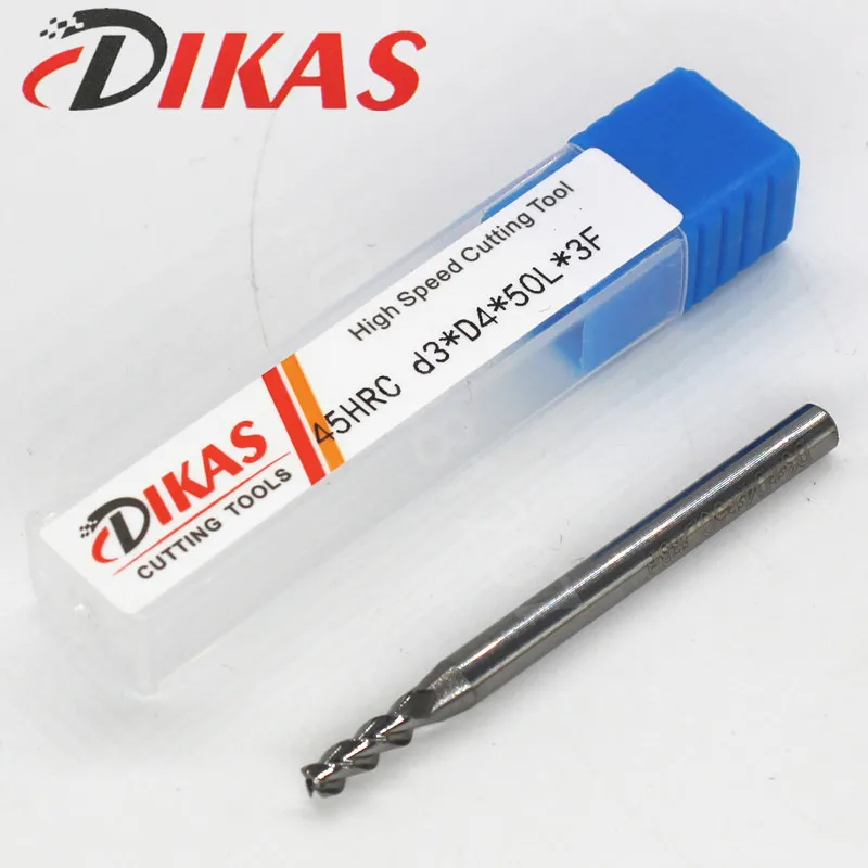Dikas 45HRC d3 * D4 50L 3F материал Карбид квадратная торцевая фреза с 3 канавками мм