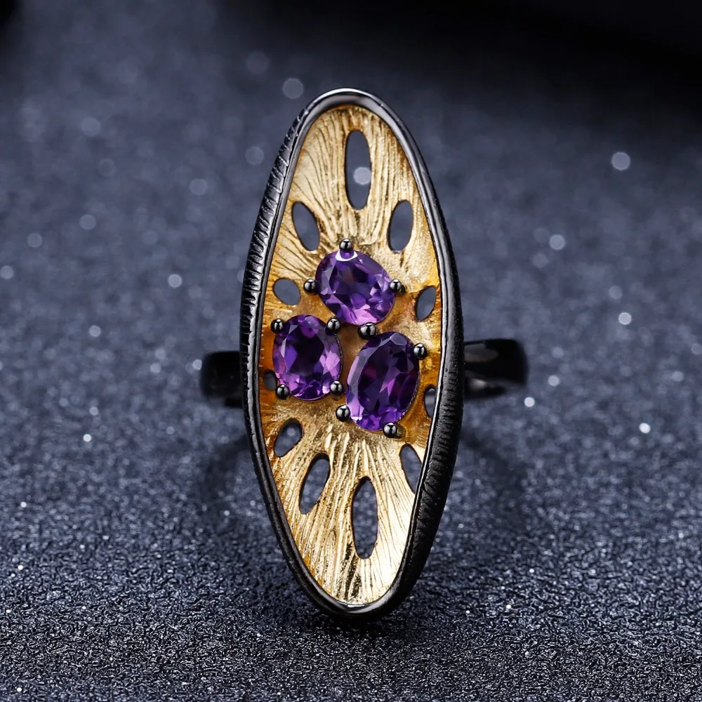 GEM'S BALLET 2.55Ct натуральный аметистовый драгоченный камень ручной работы ювелирные изделия с лимонами Набор 925 пробы Серебряное кольцо серьги набор украшений для женщин