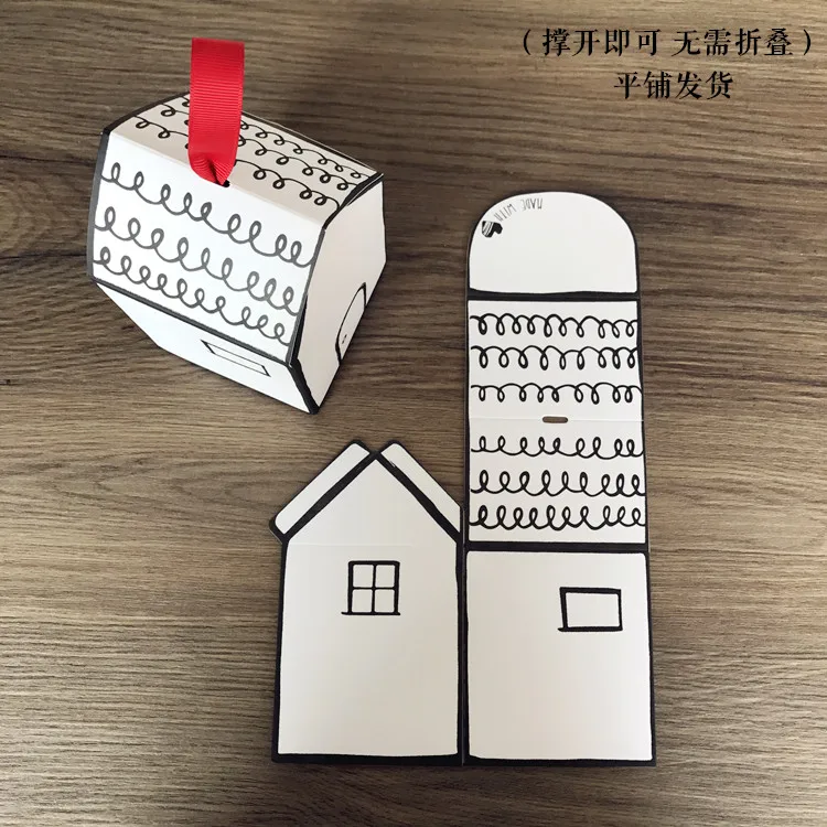 

30pcs/lot Special House Shape Wedding Candy Box Beautiful Birthday Cookie Box Creative Party Cake Box Decoration Gift Box