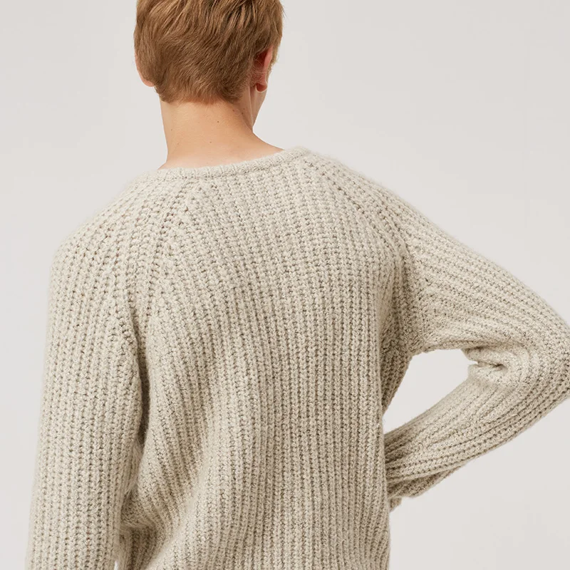 Мужской Свободный пуловер без маркера теплый вязаный свитер с круглым вырезом и