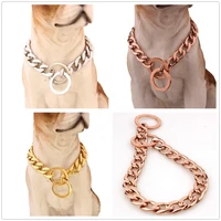 15mm hot 316l stainless steel silver colorgoldrose gold 11 nk cuban chain pet dog collar choker necklace 12 34