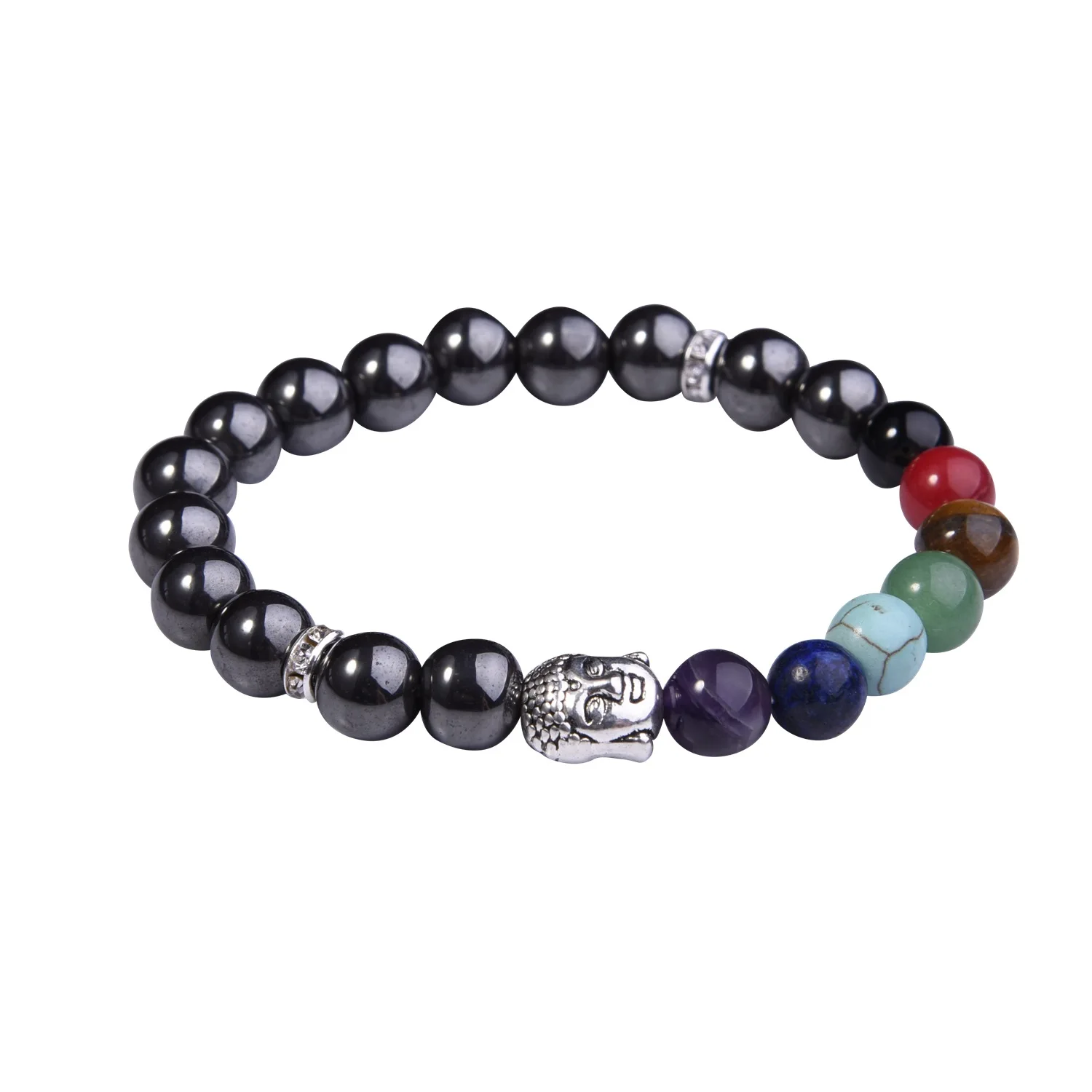 Muti-color Natural Stone Bracelets Men Lava 7 Chakra Healing Balance Beads Elephant Charm Bracelet Reiki Prayer Stones Women | Украшения и