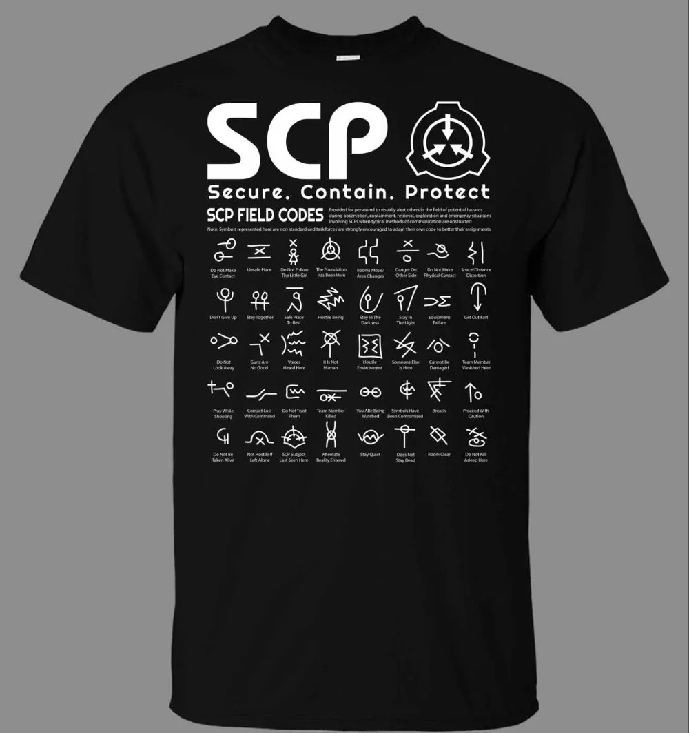 Scp полевой код Футболка прямая от мужчин футболка 2019 Лето 100% хлопок Повседневная