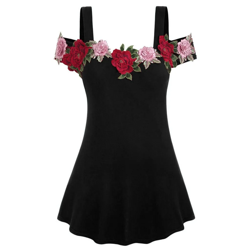 Размера плюс с открытыми плечами и вышивкой футболка женская Топы из хлопка roupas