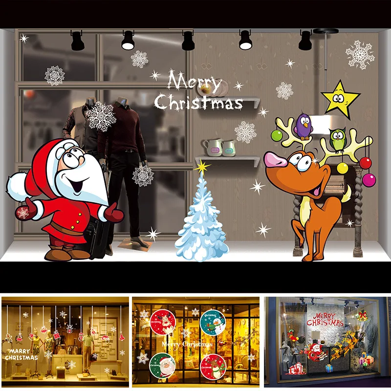 

New Year Window Glass PVC Wall Sticker Christmas DIY Snow Town Wall Stickers Home Decal Christmas Decoration for Home Supplies