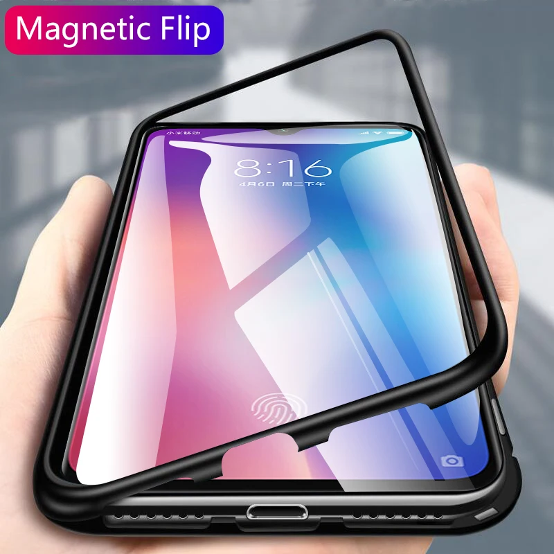Металлический магнитный адсорбционный чехол для Xiaomi mi 9 чехол закаленное стекло с магнитом задняя крышка на Kiso mi Xio mi Xao mi 9 Coque Funda
