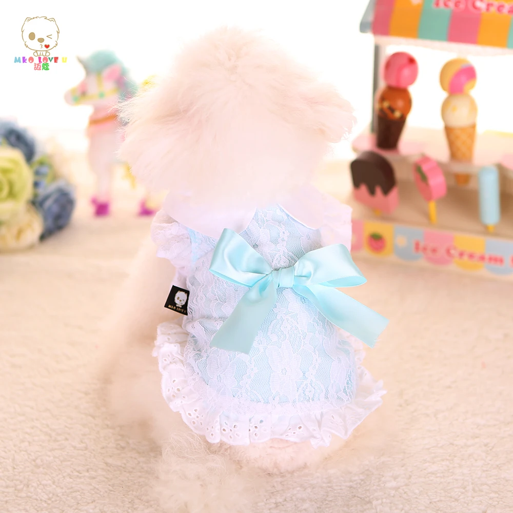 Одежда для домашних животных рубашка собак и кошек с кружевной спинкой летнее