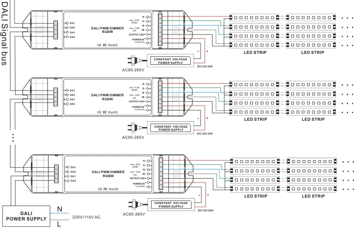 BC-344 постоянной Напряжение 4 канала RGBW дали затемняя драйвер dc12-24v RGB: 3A/CH * 3 Вт: 9A/CH 1