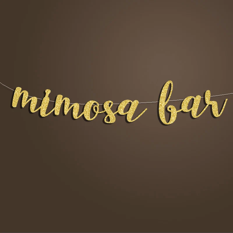 Gold Glitter Mimosa баннер Bar, напитков, стол с надписью курсивом знак матери фоновые украшения, золотые свадебные украшения/Свадебные украшения для вечеринки принадлежности - Цвет: Gold Glitter