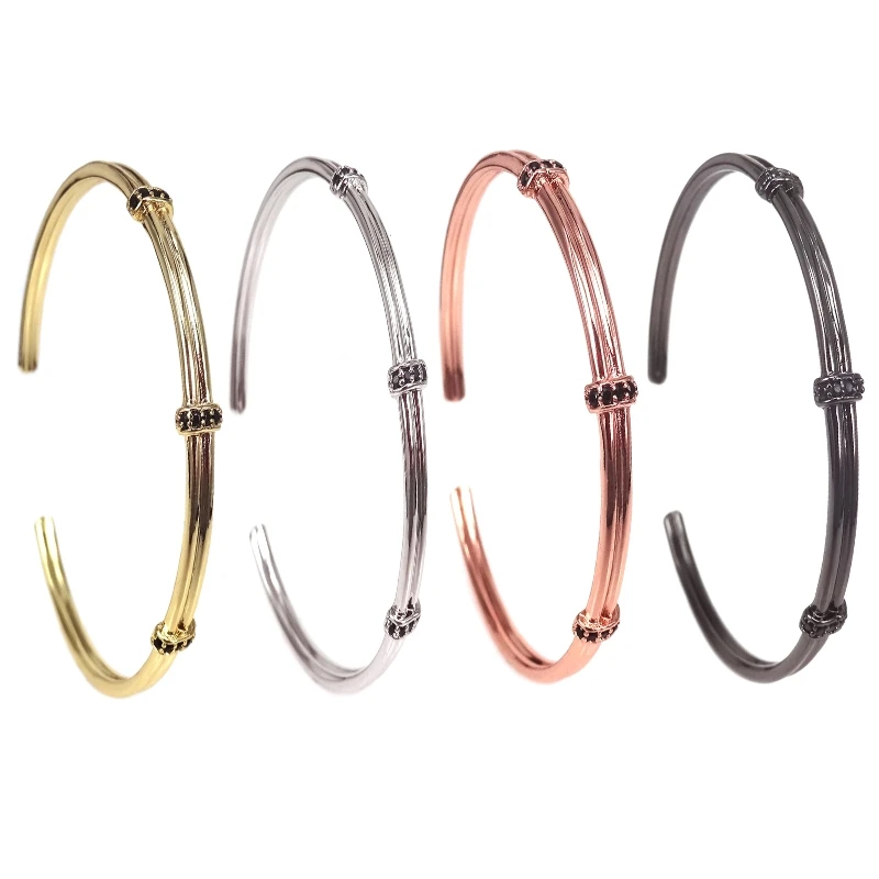 2019 Hot Fashion Classic Micro Pave Black Cz Open Bangles Bracelet Christmas Gift Cuff Bracelets for Men Women | Украшения и