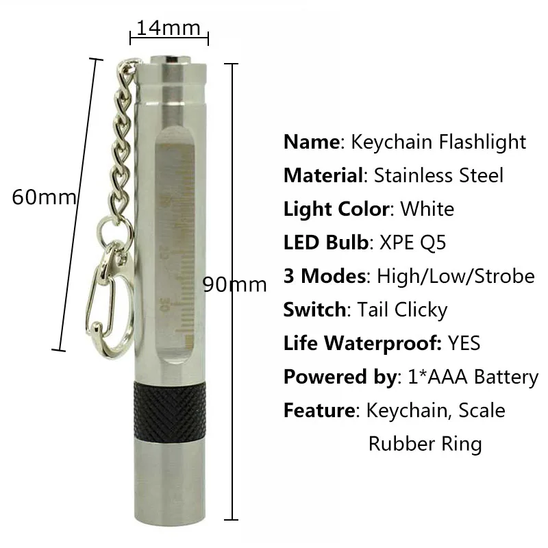 Фонарик Брелок из нержавеющей стали мини карманный светодиодный фонарик