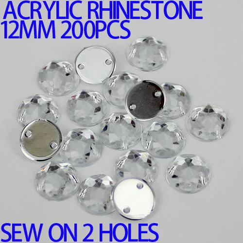 

AAA clear Color high quality Taiwan Acrylic Flat Back Stones Round Circle Shape Acrylic Rhinestone Sew On 2 Holes many sizes