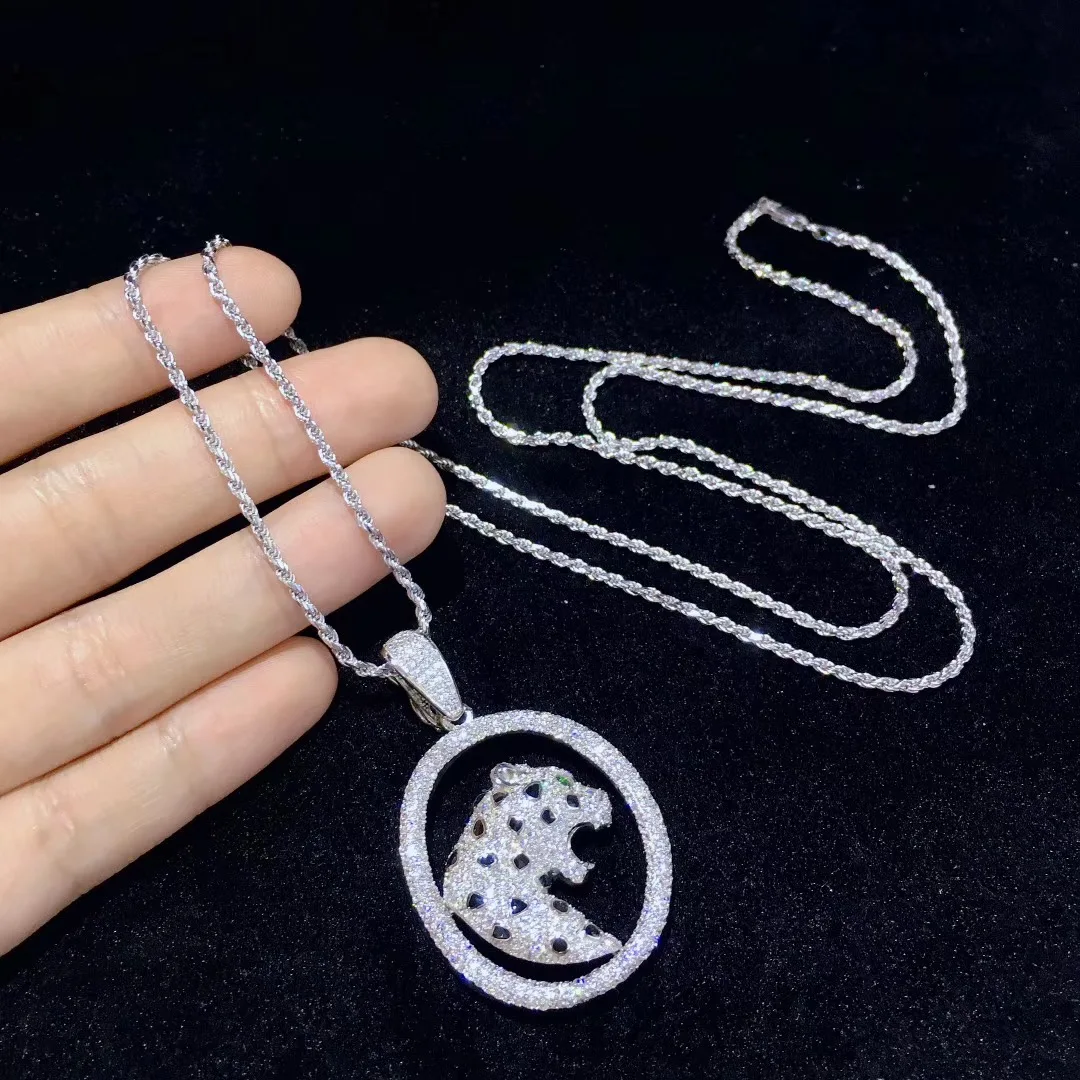 Подвеска с леопардом животного стерлингового серебра 925 bling тонкой для женщин ювелирные изделия