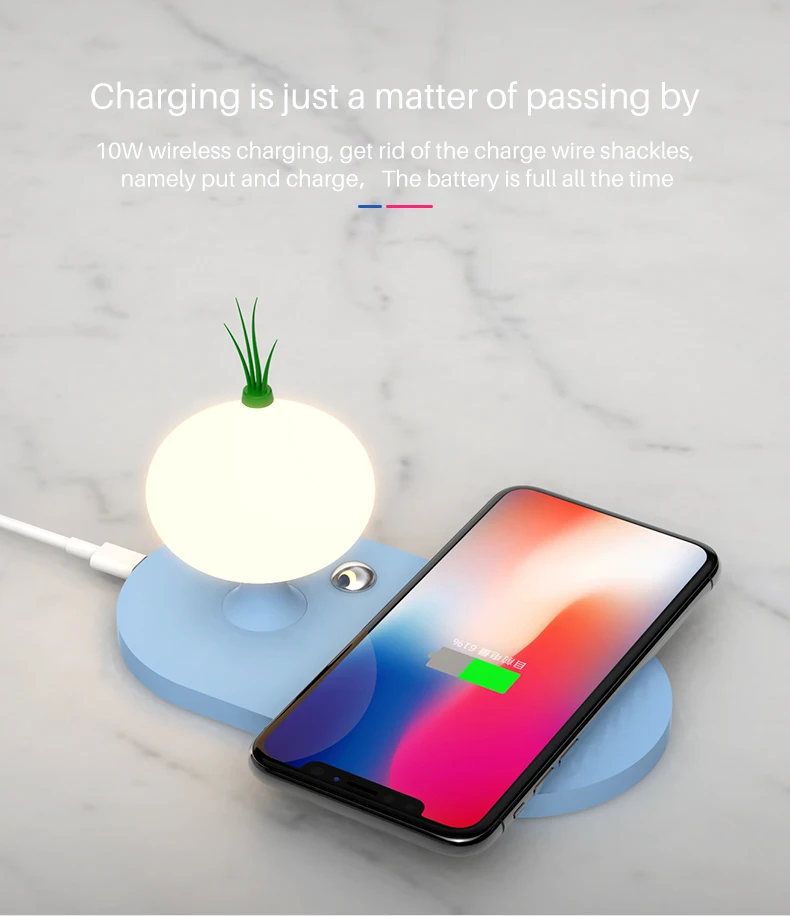 Беспроводной Зарядное устройство с светодиодный ночной Светильник для xiaomi samsung s 10 iphone x, 8, 7, Портативный быстро Зарядное устройство Кнопка Управление лампа