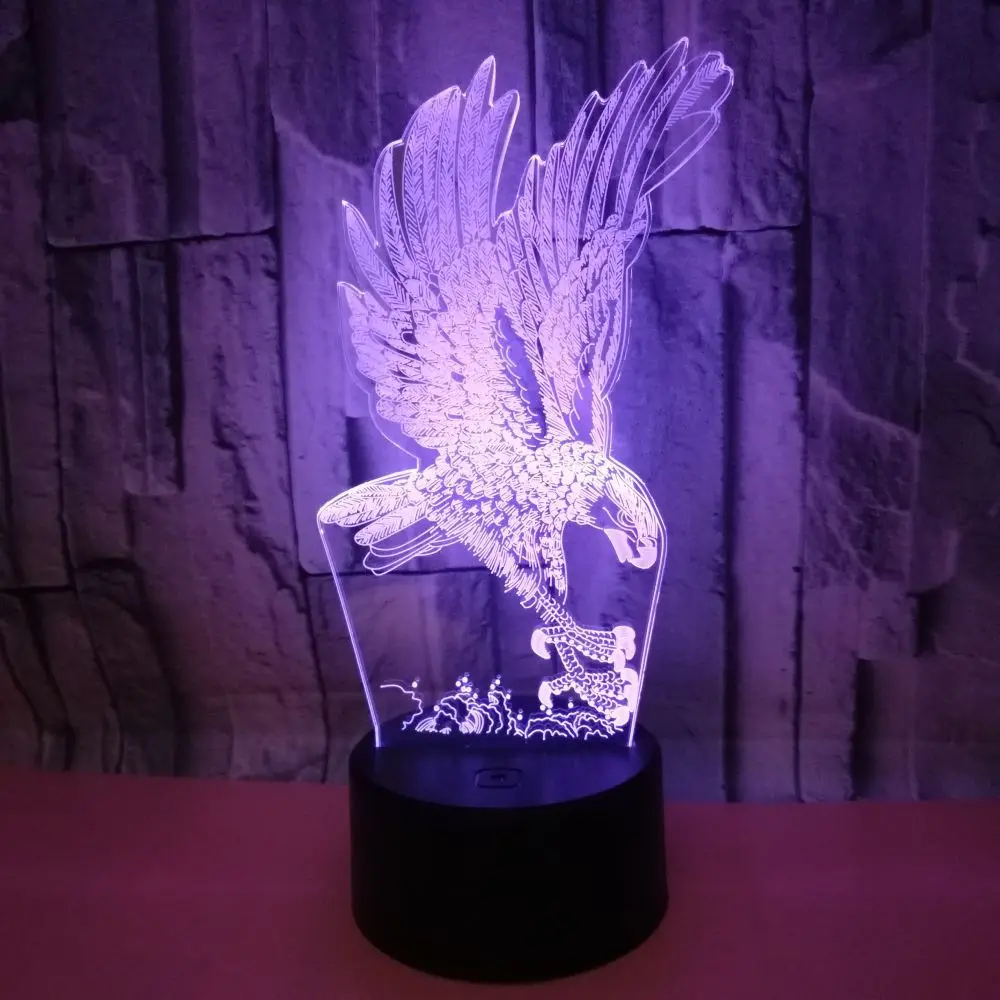 Новая светодиодная 3d лампа Eagle 7 цветов настольная с постепенным визуальным
