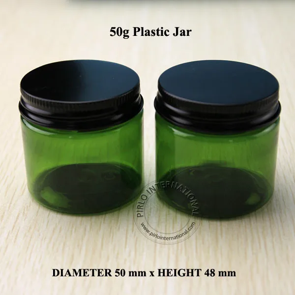 10 шт./лот 50 г D50 * H48mm ПЭТ Крем банку косметическая коробка с винтом Алюминий Кепки