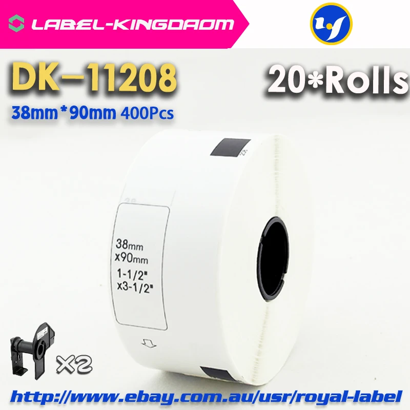 20 рулонов совместимых DK-11208 этикеткой 38 мм * 90 400 шт. совместимы с принтером Brother Label