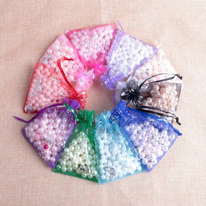 Hot Sale Wholesale 50PCS 13x18cm Organza Bag Butterfly Design Wedding Pouches Jewelry Packaging Bags Mix Color | Дом и сад