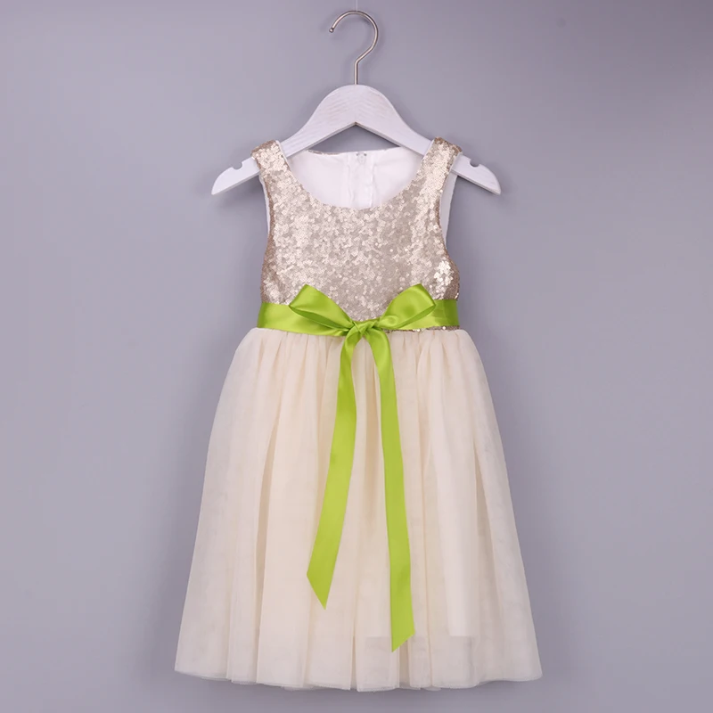 Flower Girls Dress Sequin Champagne Toddler Kids Party Sparkle Glitter Tutu Birthday Summer | Детская одежда и обувь