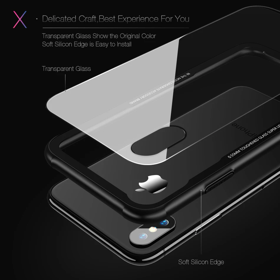 Чехол из закаленного стекла RZP для iPhone X 8 7 6s Plus чехлы телефонов Роскошный ультра