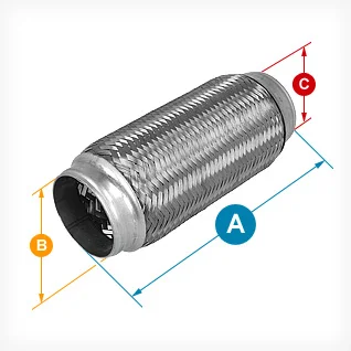 Гибкий глушитель выхлопной трубы плетеный из нержавеющей стали 45x150 мм для всех