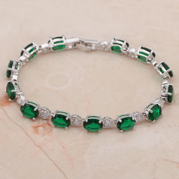 Браслет roilason с серебристым дизайном AAA зеленый циркониевый без никеля модные