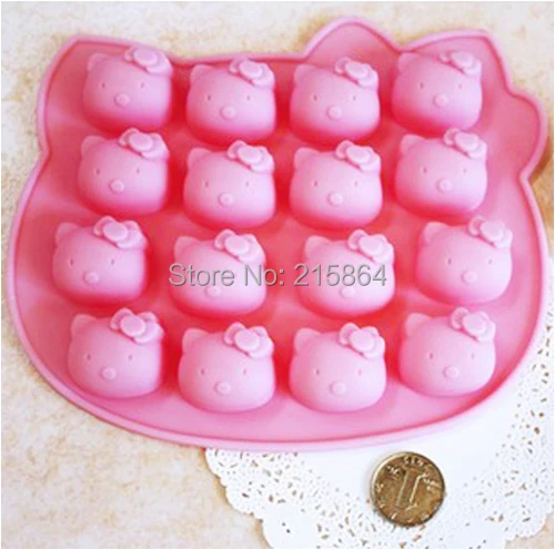 16 отверстий милый розовый голова кота из мультфильма Форма силиконовые формы DIY