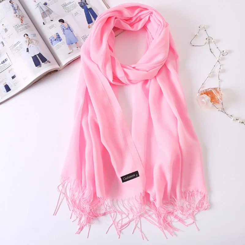 Женский шарф модные летние тонкие однотонные шали и накидки дамские банданы из