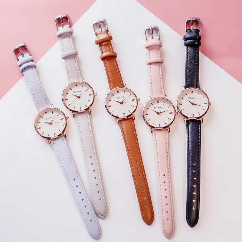 Простые Модные ультра тонкие женские кварцевые часы минималистичные