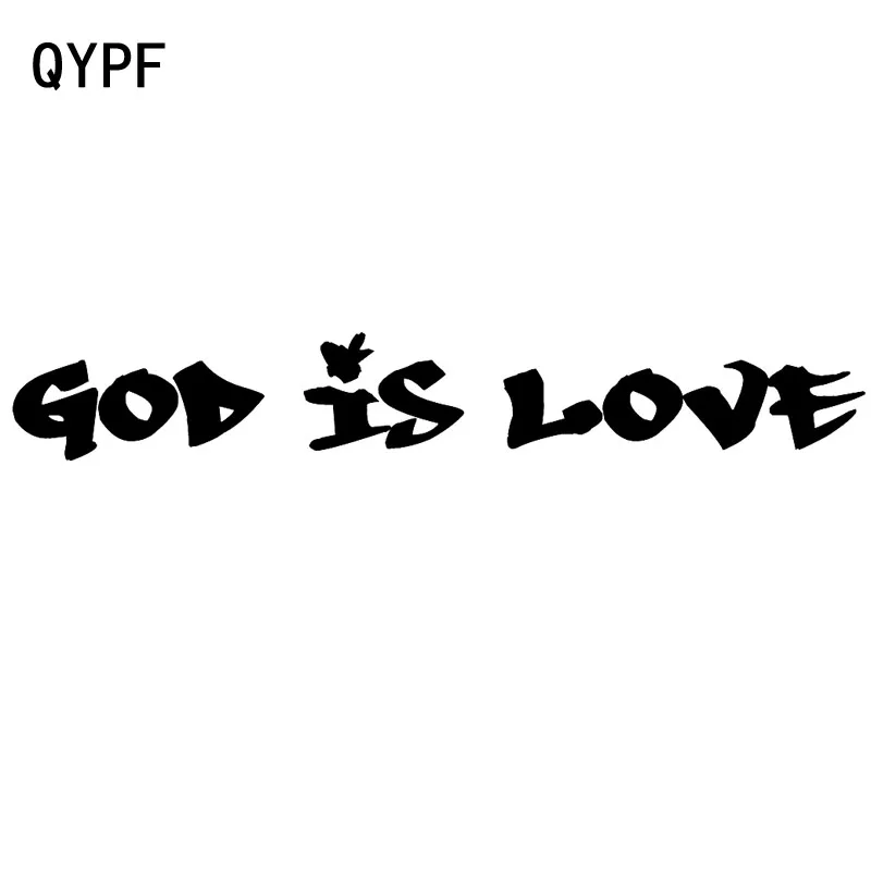 

QYPF, 19 см * 2,8 см, модная надпись «God Is Love», Высококачественная Автомобильная наклейка, мотоциклетные наклейки, черная/Серебристая виниловая ис...