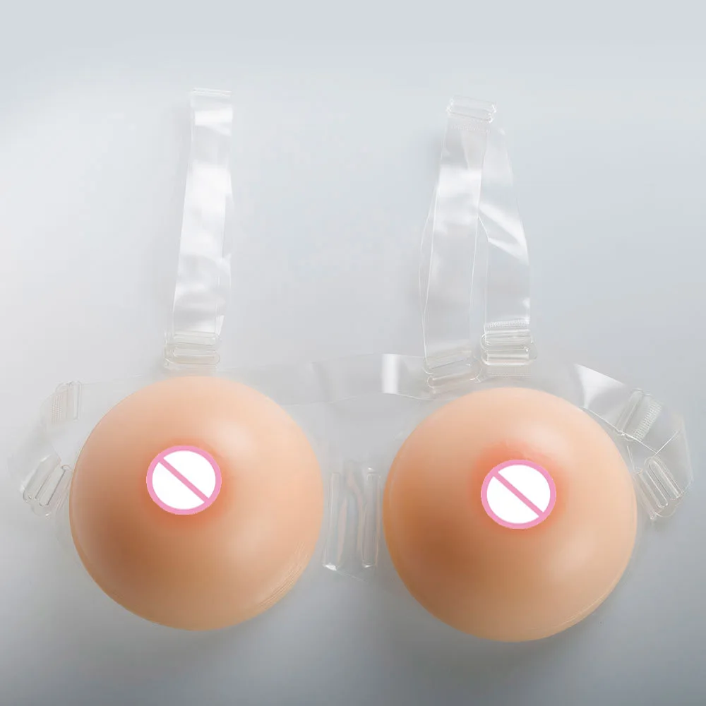 

800g/pair C Cup Round shape Beige silicone breasts forms realistic Fake breast enhancer crossdresser mastectomy Bra with strap