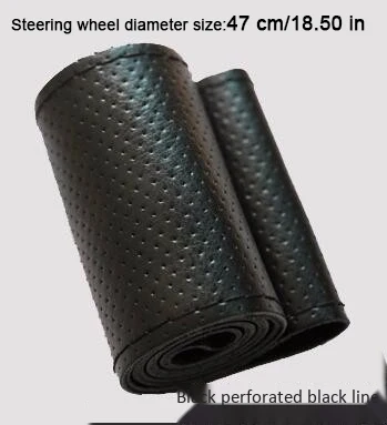 47cm hole balck 42/45/47/50 см, принт грузовика, автобуса, кожаные чехлы для сидений автомобиля рулевое колесо DIY ручной работы, чехол с иглы и нити аксессуары для интерьера Наборы - Название цвета: 47cm hole balck