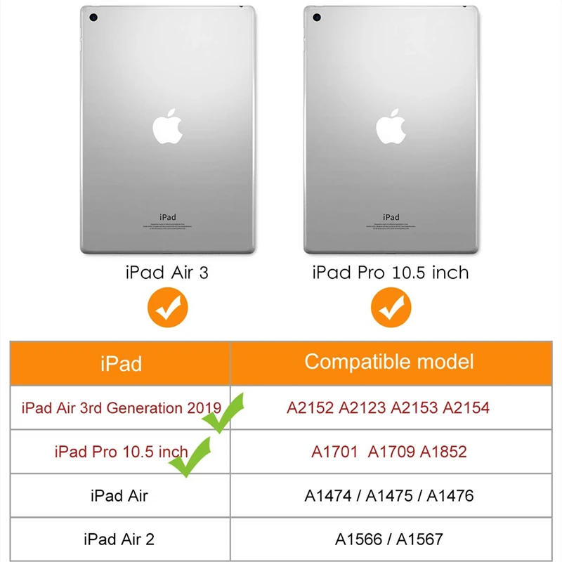 Для Apple iPad Air 3 Чехол для iPad Pro 10,5 дюймов Чехол многоразовый из искусственной кожи умный чехол твердая задняя крышка с держателем
