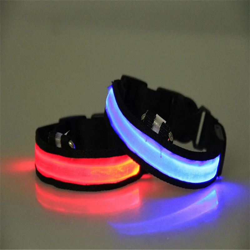 Красочный СВЕТОДИОДНЫЕ Нейлона Pet Ошейник Ночь Безопасности Светодиодные-до