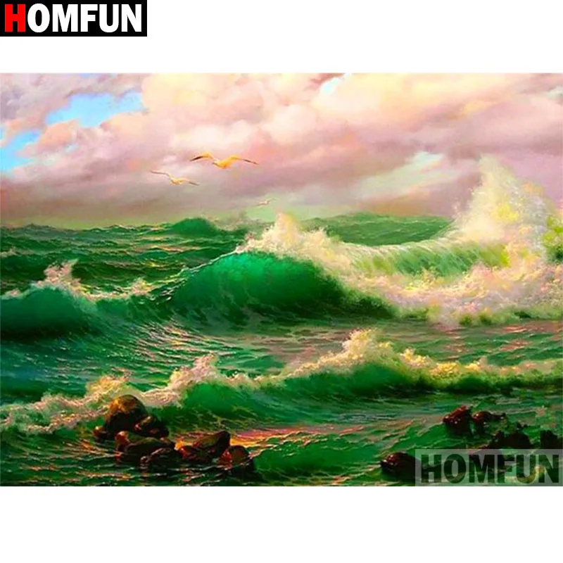 Алмазная 5d-картина HOMFUN Морской пейзаж вышивка крестиком из квадратных/круглых