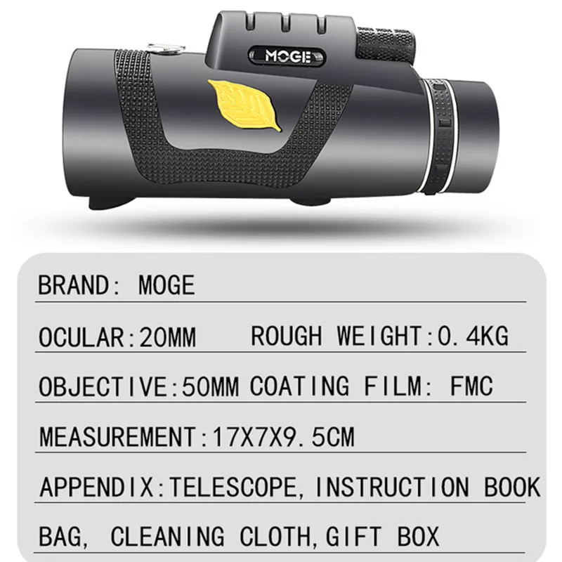 Новинка 2019 телескоп 12X50 HD Монокуляры высокой мощности оптический Monoculo Spyglass Monocle