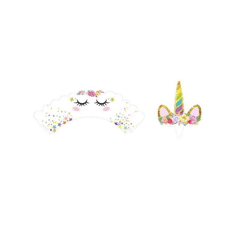 YORIWOO 24 шт. Rainbow Unicorn Кекс Торт обертки топперы детский день рождения украшения Дети Babyshower Единорог аксессуары