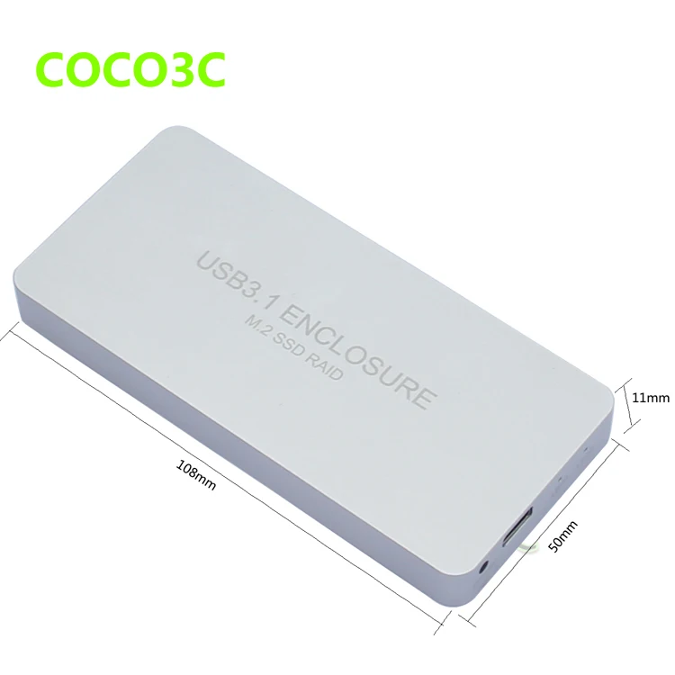 USB3.1 Type-C к 2 M.2 SSD корпус RAID0 RAID1 двойной адаптер NGFF внешняя коробка + | Электроника