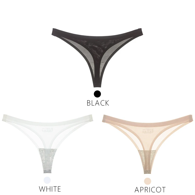 JERRINUT 3 шт. бесшовные трусики G String Femme сексуальные женские стринги прозрачные трусики хлопковые женские стринги и стринги - Цвет: C03