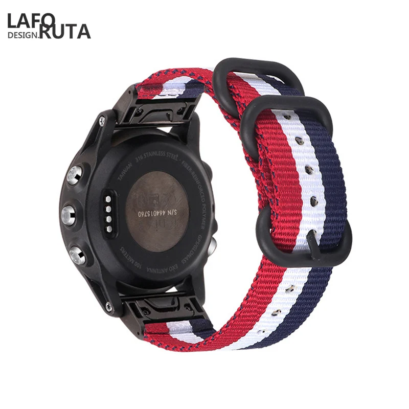 Laforuta для Garmin Forerunner 945 935 нейлоновый ремешок Fenix 5X5 5S 3 3HR D2 S60 gps 26 мм/22 мм/20 мм часы Quick