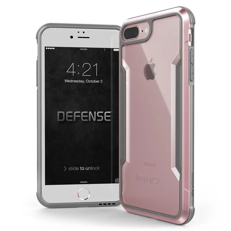 Rose Gold X-Doria Defense Shield чехол для телефона чехол для iPhone 7 8 Plus iPhone 7 Plus армированный военный алюминиевый противоударный металлический жесткий чехол - Цвет: Rose Gold